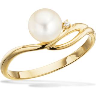 Scrouples - 8 karat guld ring med ferskvandsperle og zirkonia - 714243