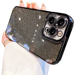 Fycyko kompatibel med iPhone 12 Pro Case Glitter Luxury Cute Flexible Pletting Cover Camera Protection ShockProof Phone Case for Women Girl Men D