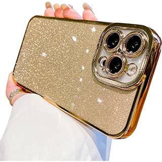 Fycyko kompatibel med iPhone 12 Pro Case Glitter Luxury Cute Flexible Pletting Cover Camera Protection ShockProof Phone Case for Women Girl Men D