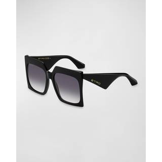 ETRO Kvinde ETRO 0002/S 807/9O Solbriller Acetat Sort Grå Firkantet Normal Skygge