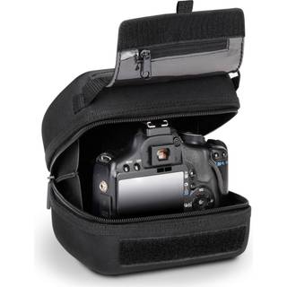 USA Gear Hard Shell DSLR Camera Case (sort) med støbt EVA-beskyttelse Hurtig adgang Åbning Polstret interiør og gummiovertrukket håndtagskompatib