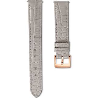 Uhrenarmband, 15 mm Breite, Leder mit Ziernähten, Grau, Roségoldfarbenes Finish