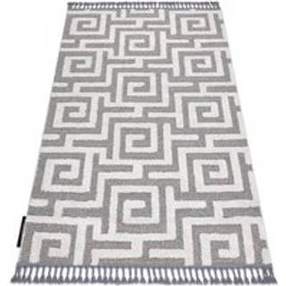 Tæppe MAROC P655 Labyrinth, Græsk grå / hvid kvaster berberi Marokkansk shaggy 120x170 cm