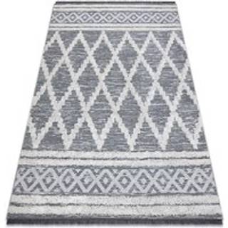 Tæppe MOROC Roma22297 Økologisk, EKO SISAL kvaster - to niveauer af fleece grå / fløde, tæppe af genbrugt bomuld 78x150 cm