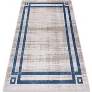 Tæppe NOBLE moderne 1539 68 Ramme vintage vasket - Strukturelle, to niveauer af fleece fløde / blå 160x220 cm