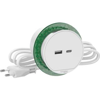 SCHNEIDER BORD STIKKONTAKT ENKELT M/USB HVID
