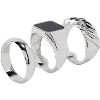 Mens Silver 3 Pack Signet Rings