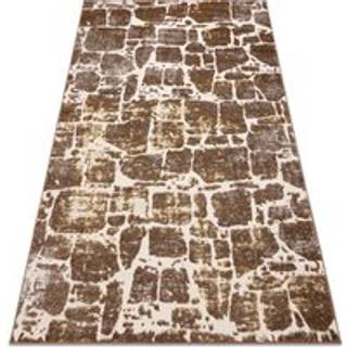 Tæppe MEFE moderne 6184 brosten mursten - Strukturelle, to niveauer af fleece mørk beige 120x170 cm