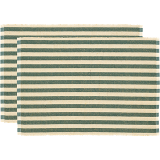 Statement Stripe Dækkeserviet 2 stk. fra Södahl - Green farve - 50% Bomuld/50% Jute