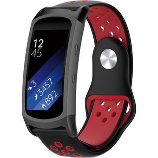 Samsung Gear Fit2 Pro to farvet blød silikone urrem - Sort / Rød