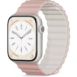 Apple Watch (42/44/SE/45/46/49mm) Epico Magnetisk Silikone Urrem - Lyserød / Grå