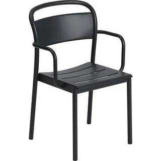 Muuto Linear Steel Spisebordsstol med Armlæn Sort