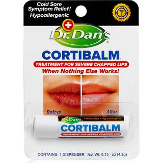 Dr. Dan's Cortibalm -1 Pack - för torra spruckna läppar - läkande läppbalsam för allvarligt kapade läppar - designad för män kvinnor och barn
