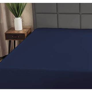 Superity Linned Fitted Sheet Twin Navy - 100% Bomuld kun kvalitetsstoffer Brugt og ?ndbar cool og behagelig maskinvask og t?r (dobbelt st?rrelse