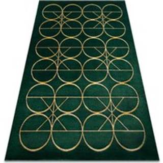 Tæppe EMERALD eksklusiv 1010 glamour, stilfuld cirkler flaske grøn / guld 200x290 cm