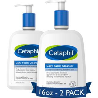 Cetaphil Face Wash Daily Facial Cleanser for f?lsom kombination til olieagtig hud ny 16 oz 2 pakken blid skum s?be gratis hypoallergenic