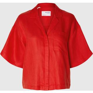 Selected Femme - Rød - Slflyra 2/4 Boxy Revers Linen Shirt - EU 36
