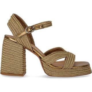 Castaner Castaner Gold Braided Square Toe Heel Sandals
