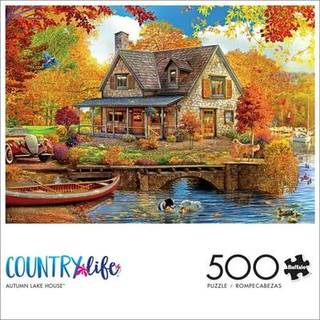 Buffalo Games - Angelo Bonito - Autumn Lake House - 500 Piece Jigsaw Puzzle For voksne, der udfordrer puslespil perfekt til spilaftener - Færdig