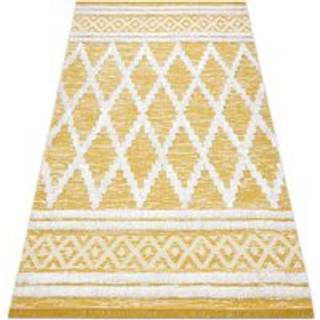 Tæppe MOROC Roma22297 Økologisk, EKO SISAL kvaster - to niveauer af fleece gul / fløde, tæppe af genbrugt bomuld 78x150 cm