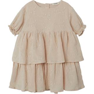 Lil Atelier Sandshell Broderie Anglaise Kjole - Str. 2y 92cm