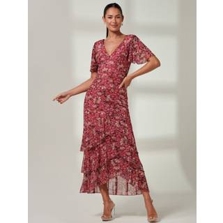 Jolie Moi Jolie Moi Red Daleysa Frill Hem Mesh Maxi Dress