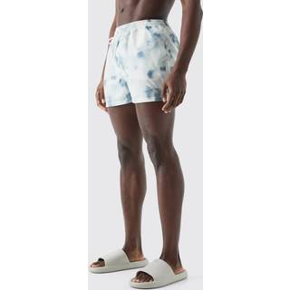 Mens Grey Short Length Tie Dye Swim Short