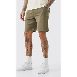 Mens Tall Fixed Waist Slim Fit Chino Shorts In Khaki