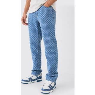 Mens Mid Blue Relaxed Distressed Interest Jeans