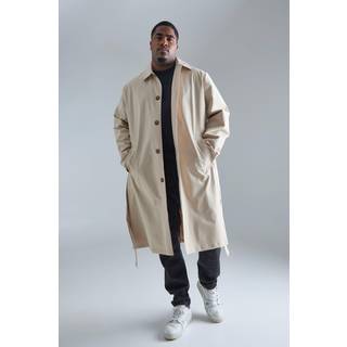 Mens Sand Plus Classic Belted Trench Coat