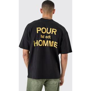 Mens Black Oversized Pour Homme Slogan T-shirt