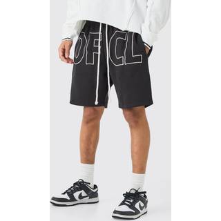 Mens Black Relaxed Fit Ofcl Applique Short