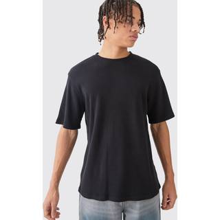 Mens Black Regular Fit Waffle T-shirt