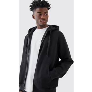 Mens Black Basic Zip Through Hoodie