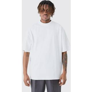 Mens White Tall Oversized Extended Neck T-shirt