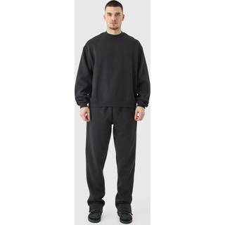 Mens Black Tall Oversized Boxy Sweatshirt Tracksuit