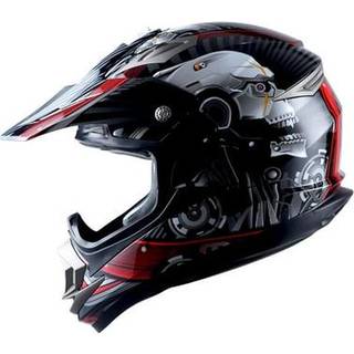1Storm Voksen Motocross hjelm Off Road MX BMX ATV Dirt Bike Mekaniker HGXP14B Skull Red