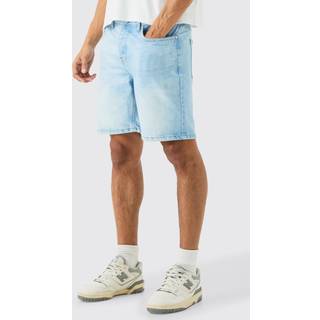 Mens Slim Rigid Denim Shorts In Light Blue
