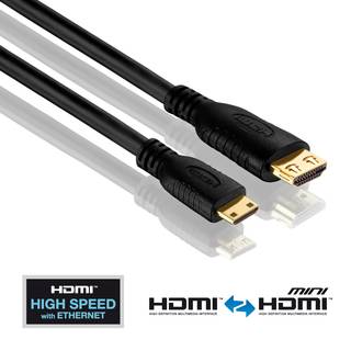 PURELINK PureInstall HDMI: Han - Mini HDMI: Han kabel, 1,5m - Black (Secure-Lock-System), V 2.0, OFC - 3xShield