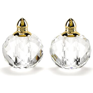 Badash Crystal Salt and Pepper Shaker Set - 2,5 """" Tall Zendra Hand -Cut Optical Crystal Glass Shakers With Gold Tops - Set et smukt bord
