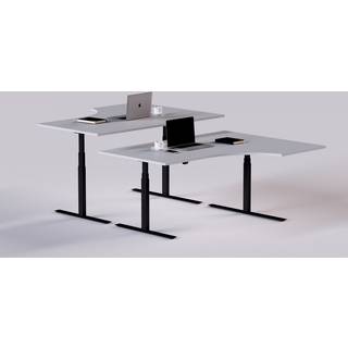 Hæve sænkebord buet - Premium, Størrelse 200x120 cm, Bordplade Lysegrå, Stativ Sort