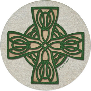 T?rsten keltisk kryds naturlig sandsten coaster 4 pack milj?venlig absorberende let aft?rrer ren