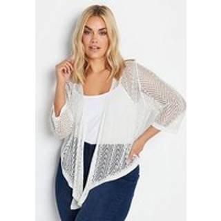 Yours Curve Yours Curve White Chevron Pointelle Waterfall Cardigan