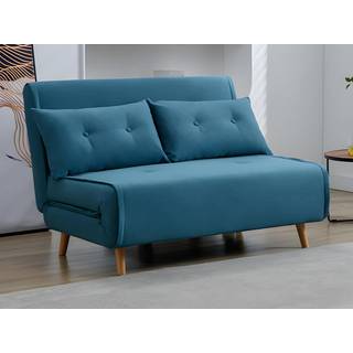 Blå 2-personers sovesofa i stof URIBIA