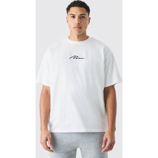 Mens White Man Signature Oversized Crew Neck T-shirt