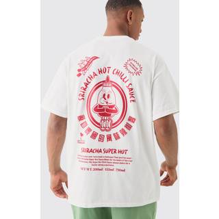 Mens White Oversized Sriracha Sauce License T-shirt