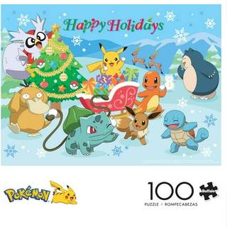 Buffalo Games - Pokemon - Happy Holidays - 100 stykket puslespil til familier - udfordring puslespil perfekt til spilaftener - færdig størrelse e