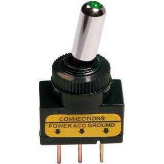 Kontakt On/Off 12V-24V - Med LED Lys Maks. 20A - Fåes I 3 Farver Grøn - Hurtig levering