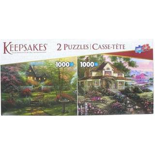 S?t med 2 mindesm?rker 1000 stykker puslespil | Farverige hytter