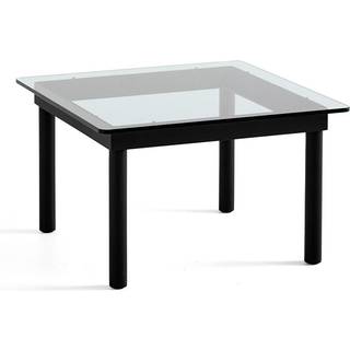 HAY Kofi Sofabord 80x80 Black WB. Lacq. Solid Oak & Clear Glass